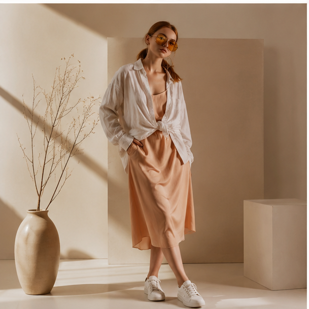 Ivory Oversized Shirt Dress - Image 3