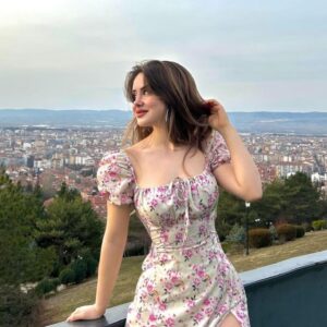 Blush Rose Puff Sleeve Midi Dress